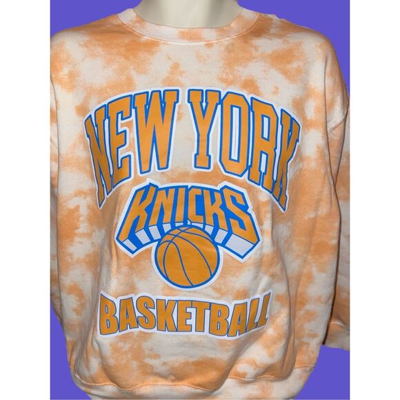 Women's Hybrid NBA New York Graphic Sweatshirt Orange Tie Dye Size XL - Picture 1 of 4